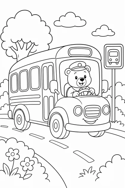 Coloriage de Le bus de l'école à imprimer