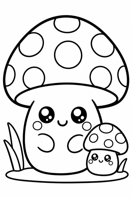 Coloriage de Le champignon kawaii à imprimer