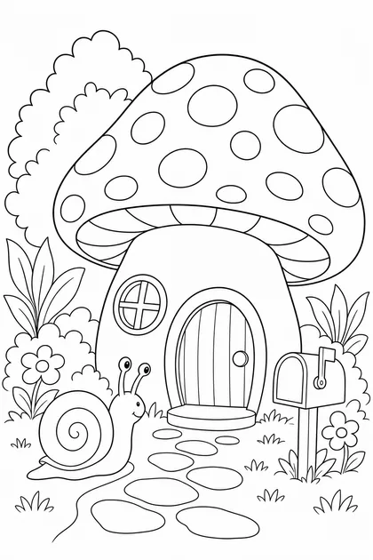 Coloriage de La maison champignon à imprimer