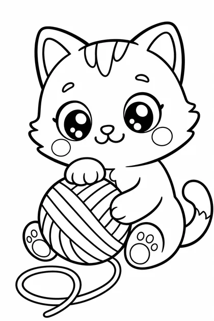 Coloriage de Le chat kawaii à imprimer