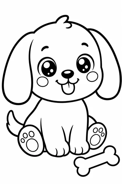 Coloriage de Le chien kawaii à imprimer
