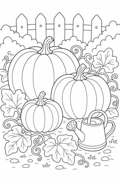 Coloriage de Les citrouilles du potager à imprimer