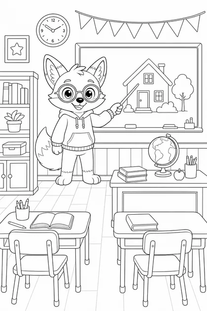 Coloriage de Ren au tableau à imprimer