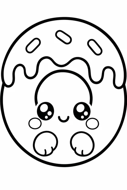 Coloriage de Le donut kawaii à imprimer