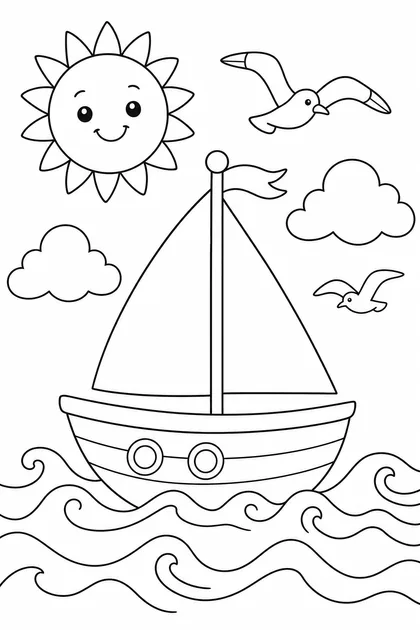Coloriage de Le voilier à imprimer