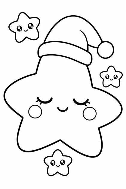 Coloriage de L'étoile kawaii à imprimer