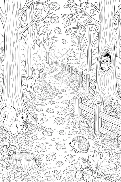 Coloriage de Le sentier d'automne à imprimer