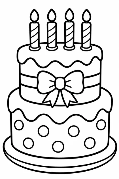 Coloriage de Le gâteau des 4 ans à imprimer