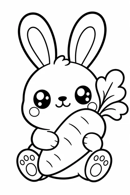 Coloriage de Le lapin kawaii à imprimer