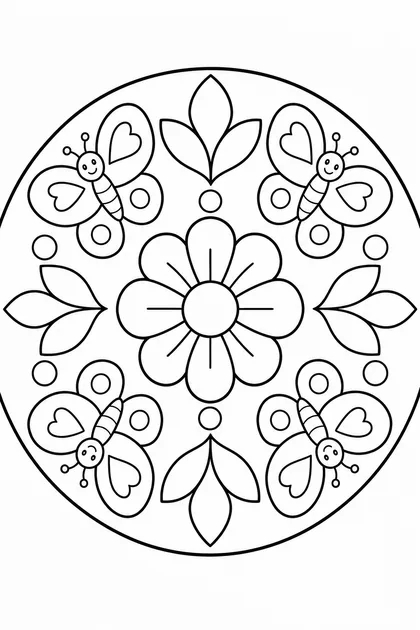 Coloriage de Mandala papillons à imprimer