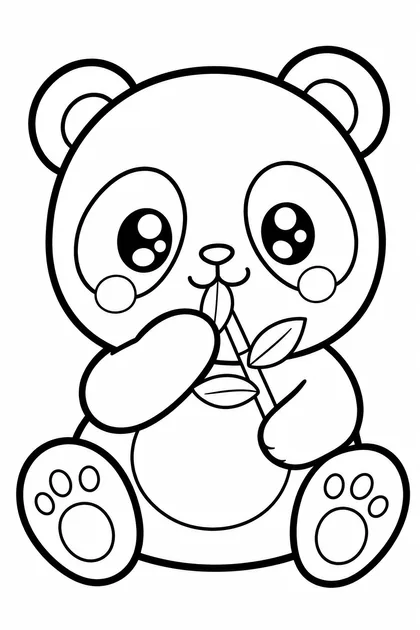 Coloriage de Le panda kawaii à imprimer