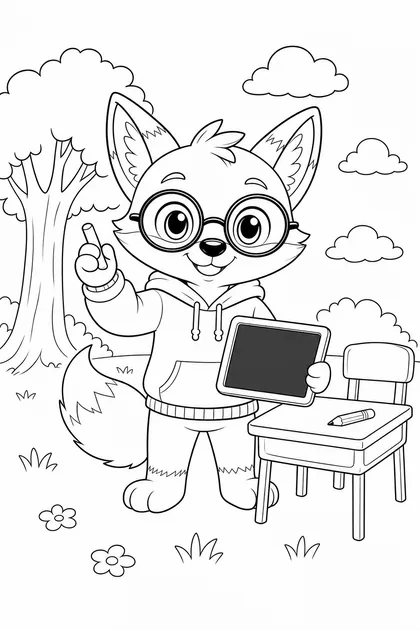 Coloriage de Ren à l'école à imprimer