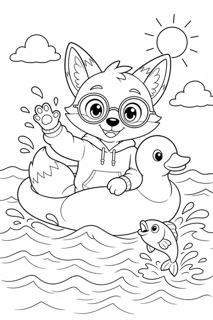 Coloriage de Ren et sa bouée à imprimer