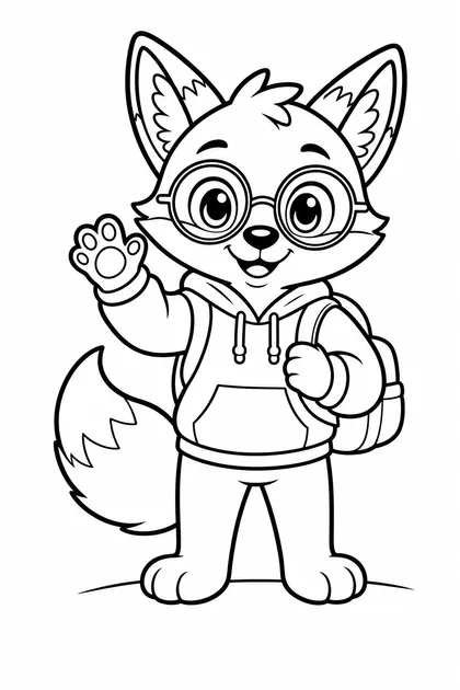 Coloriage de Ren et son cartable à imprimer