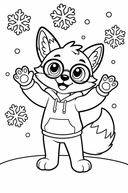 Coloriage de Ren et les flocons à imprimer