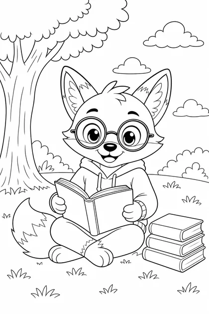 Coloriage de Ren lit une histoire à imprimer
