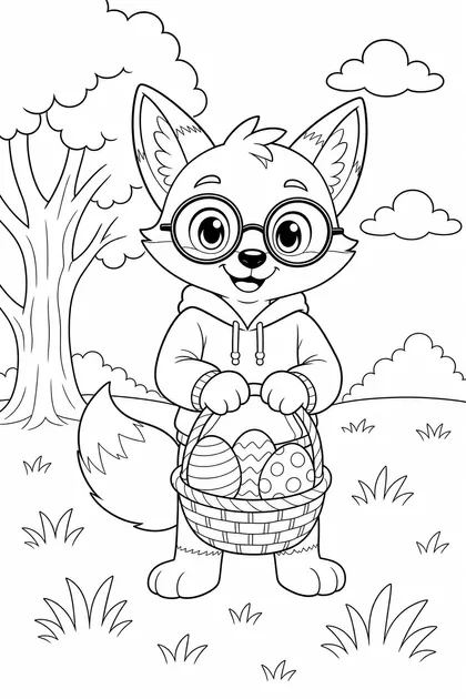Coloriage de Ren et les œufs de Pâques à imprimer