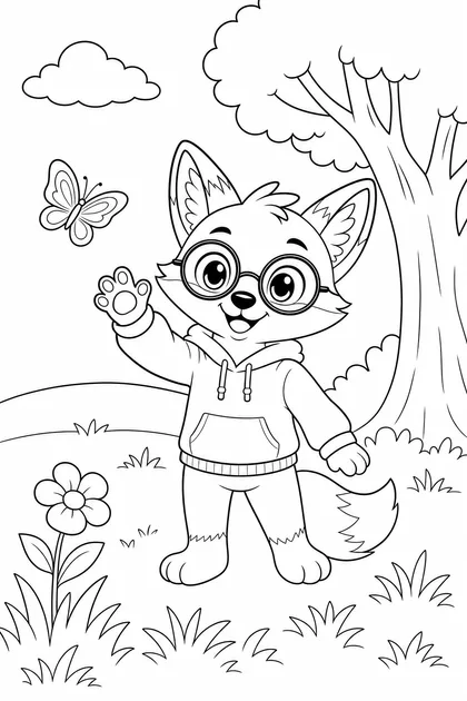 Coloriage de Ren et le papillon à imprimer