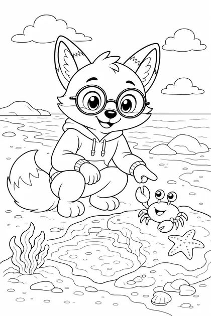 Coloriage de Ren et le crabe à imprimer