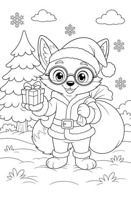 Coloriage de Ren en père Noël à imprimer