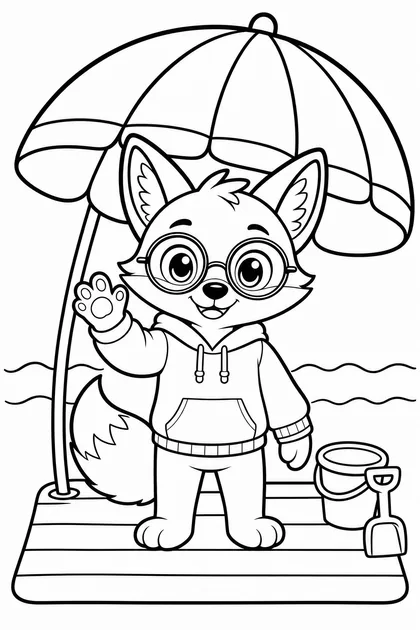 Coloriage de Ren à la plage à imprimer