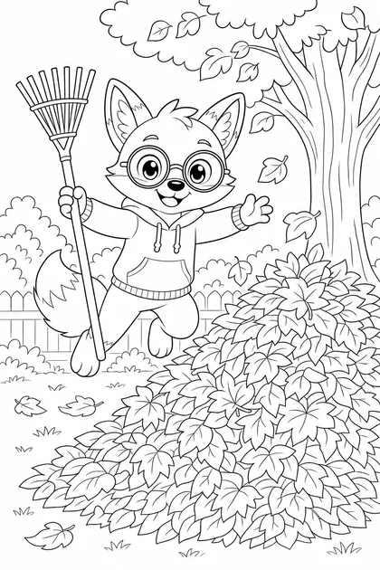 Coloriage de Le grand saut dans les feuilles à imprimer