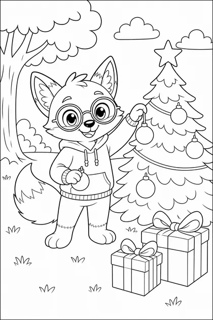 Coloriage de Ren et le sapin à imprimer