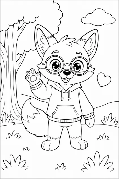 Coloriage de Renard kawaii à imprimer