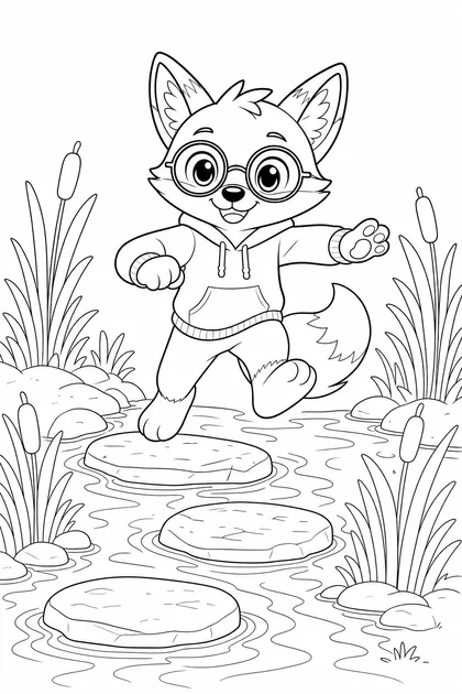 Coloriage de Ren saute le ruisseau à imprimer